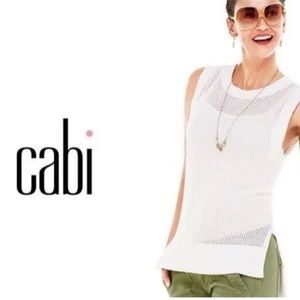 CAbi White Mesh Tank Top
